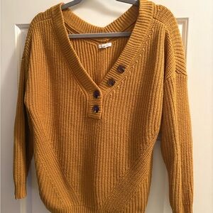Maurices Yellow V-Neck Sweater Ribbed Knit